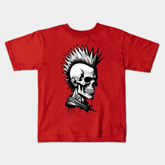 Skull Punk Kids T-Shirt by DeathAnarchy